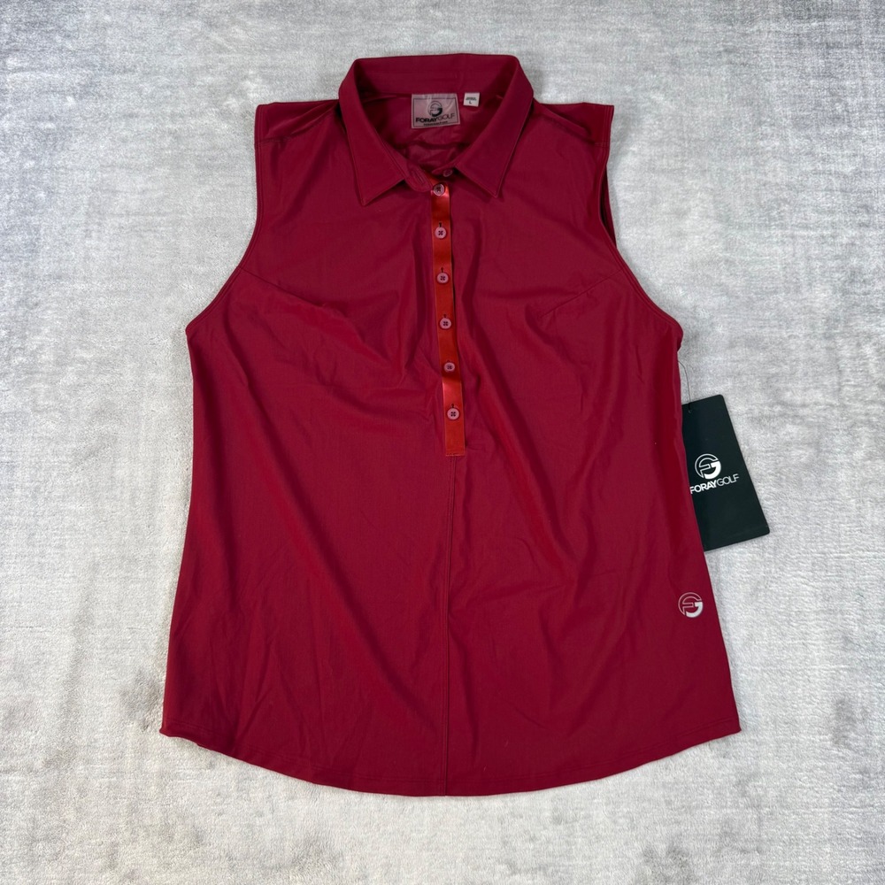 Foray Golf Shirt Polo Women Large Red Core 2.0 Sleeveless Stretch Tank UPF NWT